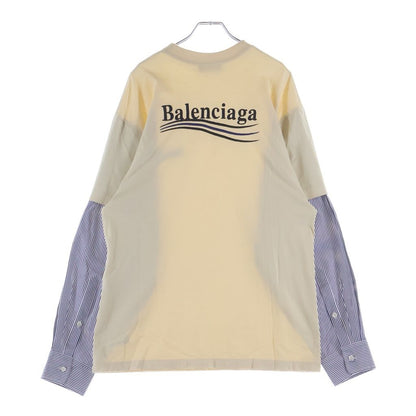 Balenciaga Logo Embroidered Crew Neck Cles Eared Long Sleeve Top T-Shirt White