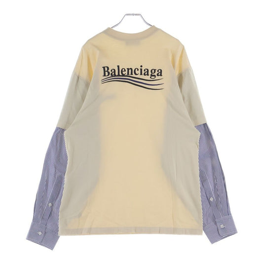 Balenciaga Logo Embroidered Crew Neck Cles Eared Long Sleeve Top T-Shirt White