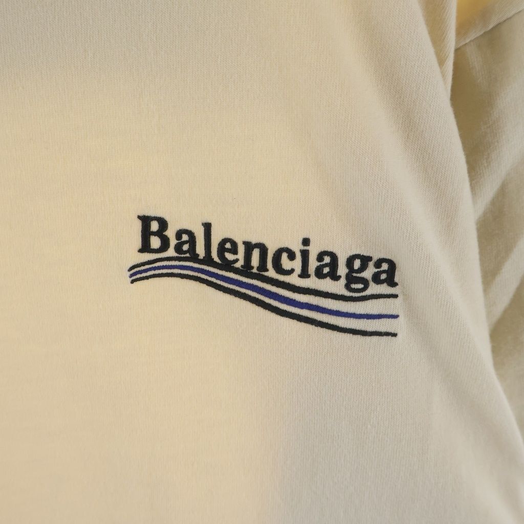 Balenciaga Logo Embroidered Crew Neck Cles Eared Long Sleeve Top T-Shirt White — view 5