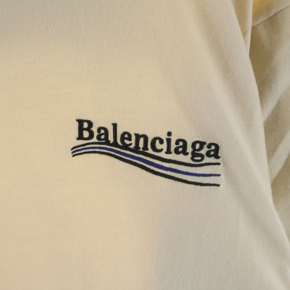 Balenciaga Logo Embroidered Crew Neck Cles Eared Long Sleeve Top T-Shirt White — view 5