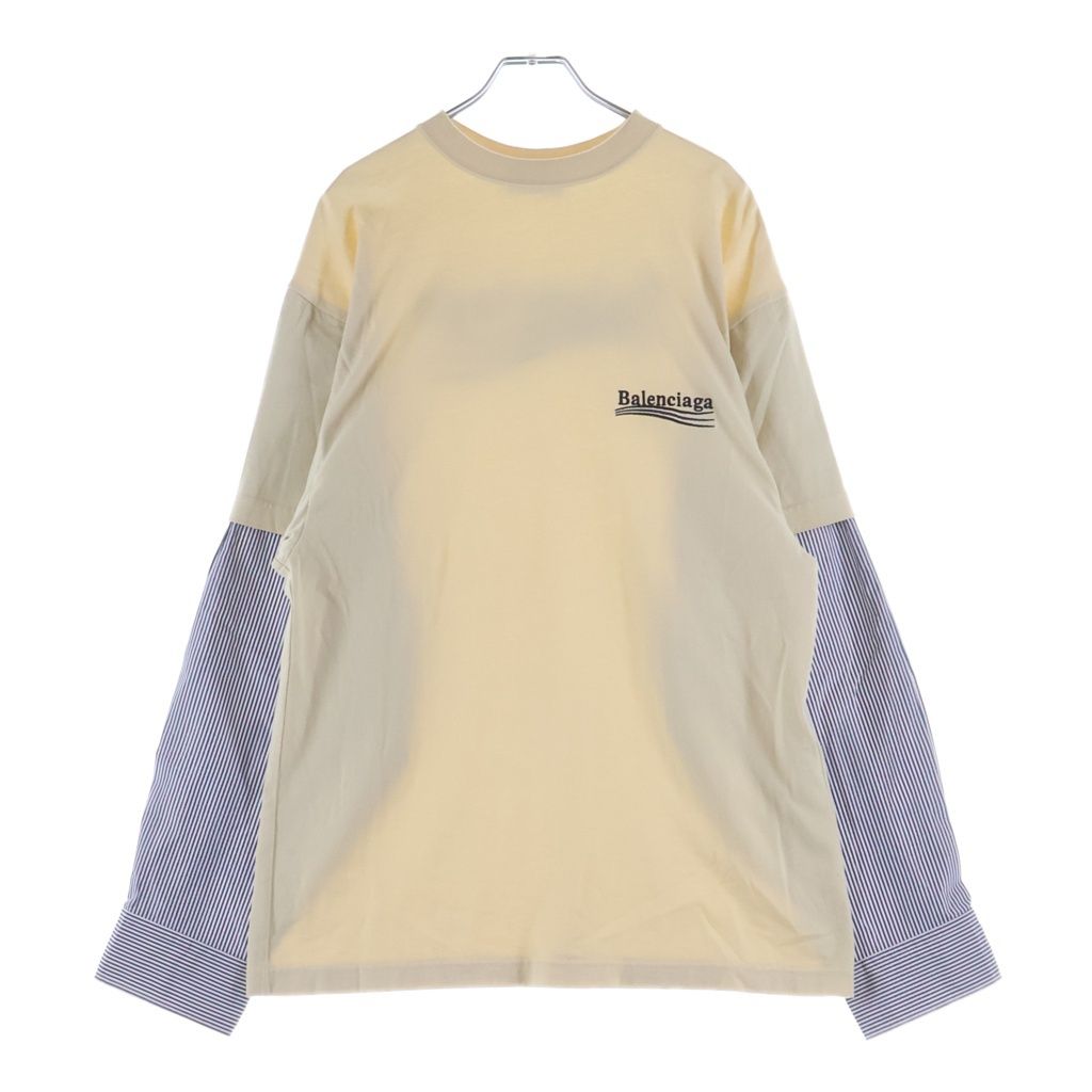 Balenciaga Logo Embroidered Crew Neck Cles Eared Long Sleeve Top T-Shirt White — view 2