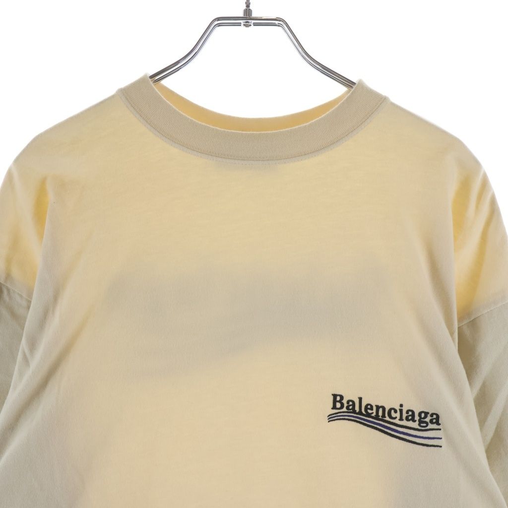 Balenciaga Logo Embroidered Crew Neck Cles Eared Long Sleeve Top T-Shirt White — view 3