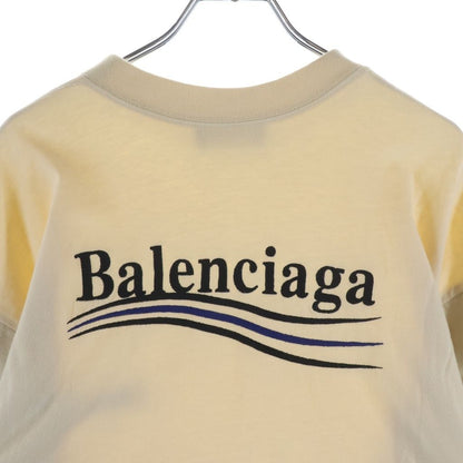 Balenciaga Logo Embroidered Crew Neck Cles Eared Long Sleeve Top T-Shirt White — view 4