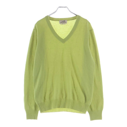 Hermes V-neck Knit Green Cashmere Sweater