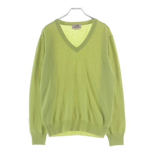 Hermes V-neck Knit Green Cashmere Sweater