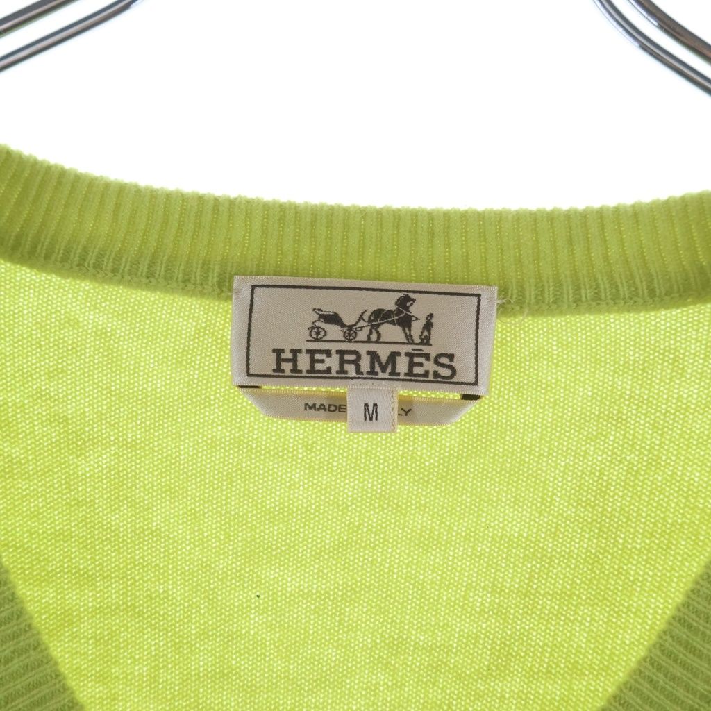 Hermes V-neck Knit Green Cashmere Sweater — view 7