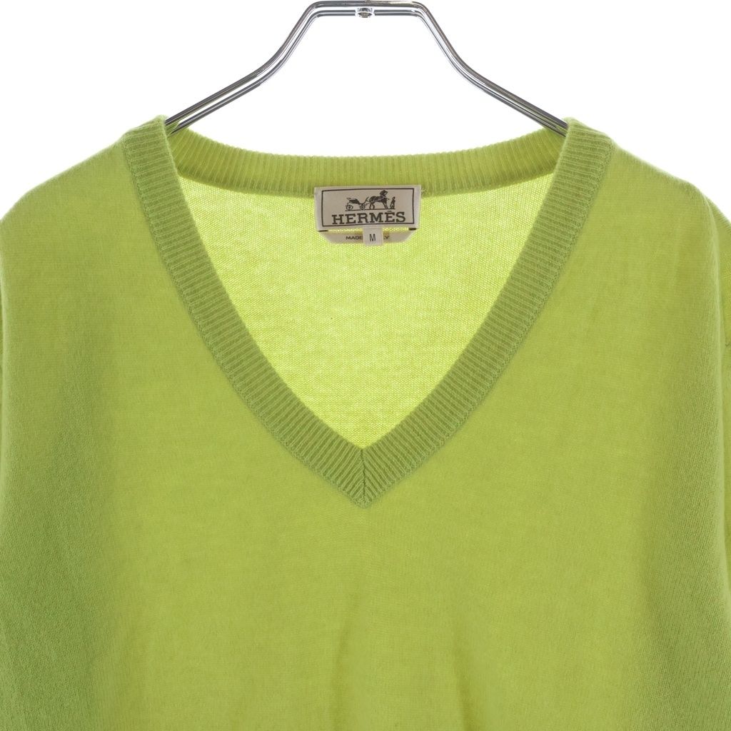 Hermes V-neck Knit Green Cashmere Sweater — view 3