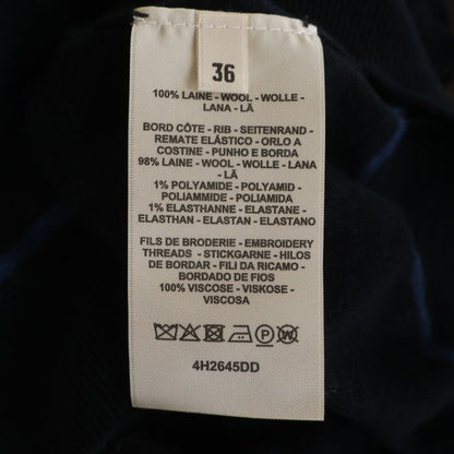 Hermes Horse Gear Embroidery Jacquard Short Sleeve Knit Sweater Navy — view 8