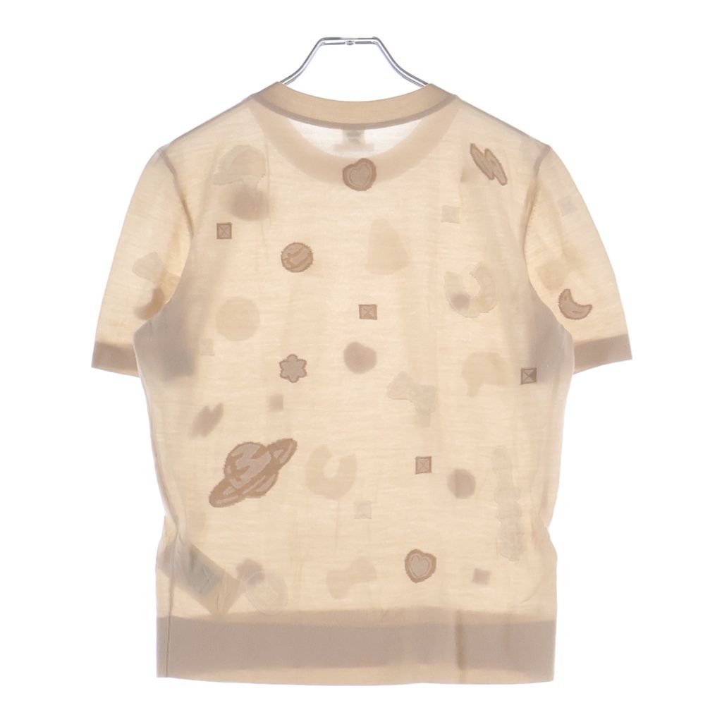 Hermes All Over Jacquard Short Sleeve Knit Sweater Beige — view 2