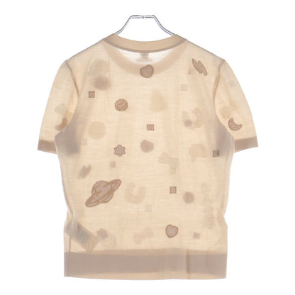 Hermes All Over Jacquard Short Sleeve Knit Sweater Beige — view 2