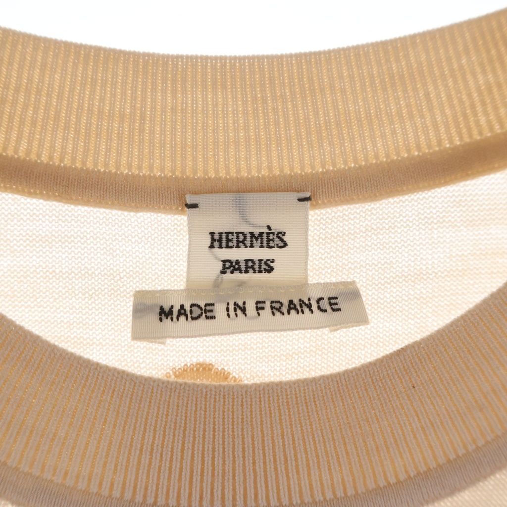 Hermes All Over Jacquard Short Sleeve Knit Sweater Beige — view 6