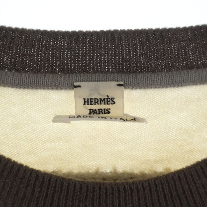 Hermes Flower Pattern Jacquard Short Sleeve Knit Sweater Ivory — view 6