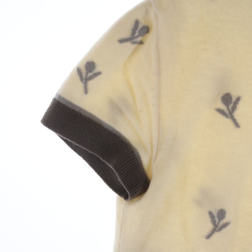 Hermes Flower Pattern Jacquard Short Sleeve Knit Sweater Ivory — view 5