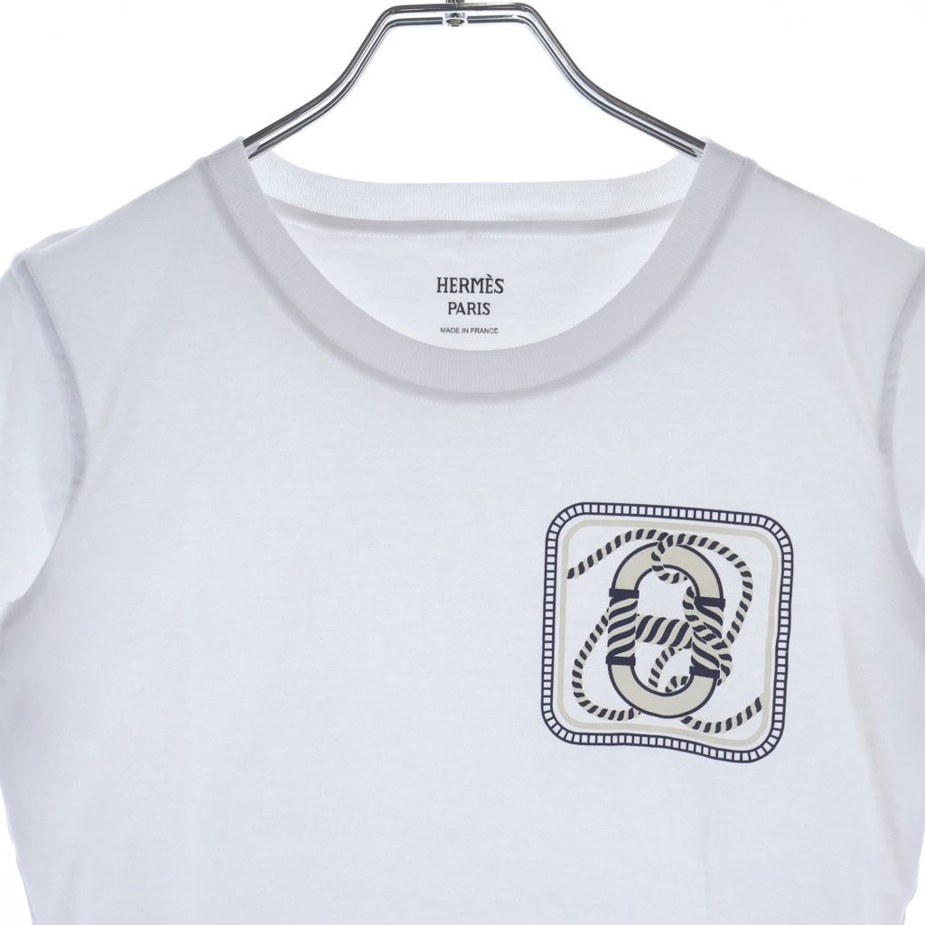 Hermes Kanoe Print Short Sleeve T-Shirt White — view 3