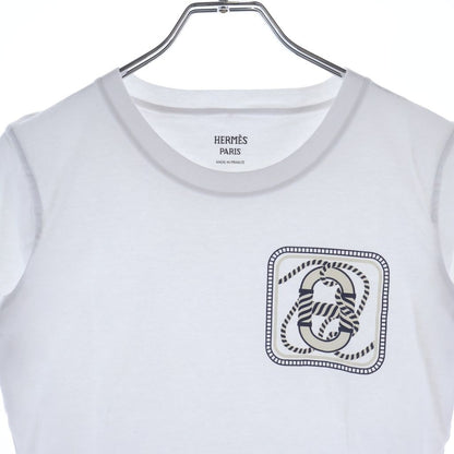 Hermes Kanoe Print Short Sleeve T-Shirt White — view 3