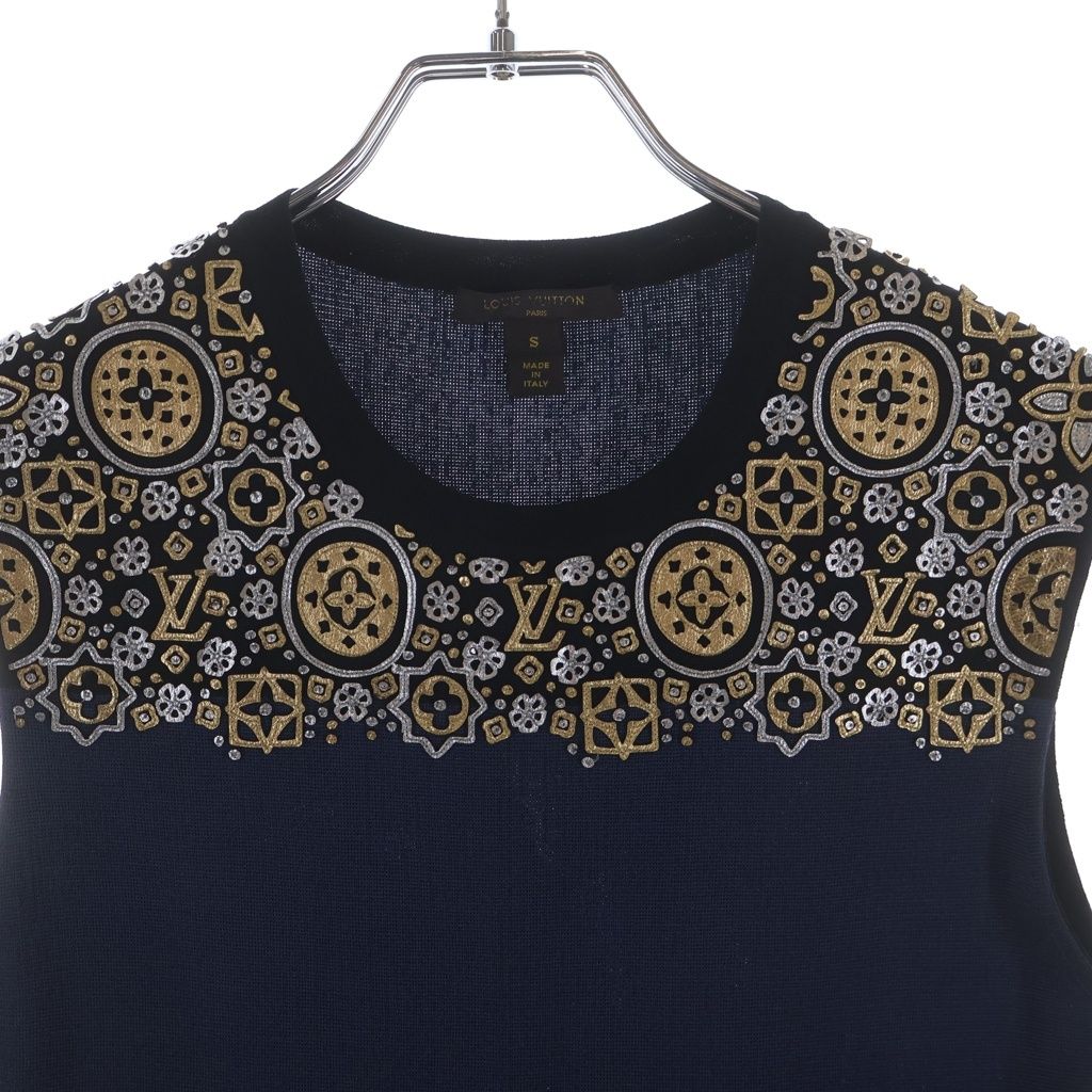 Louis Vuitton Monogram Sleeveless Dress Navy Onj — view 3