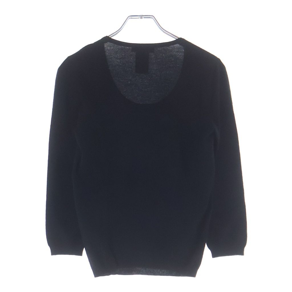 Celine Cashmere Crew Neck Long Sleeve Knit Sweater Black — view 2