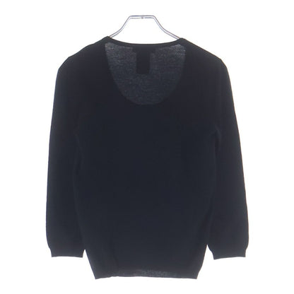 Celine Cashmere Crew Neck Long Sleeve Knit Sweater Black — view 2