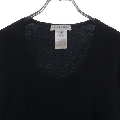 Celine Cashmere Crew Neck Long Sleeve Knit Sweater Black — view 3