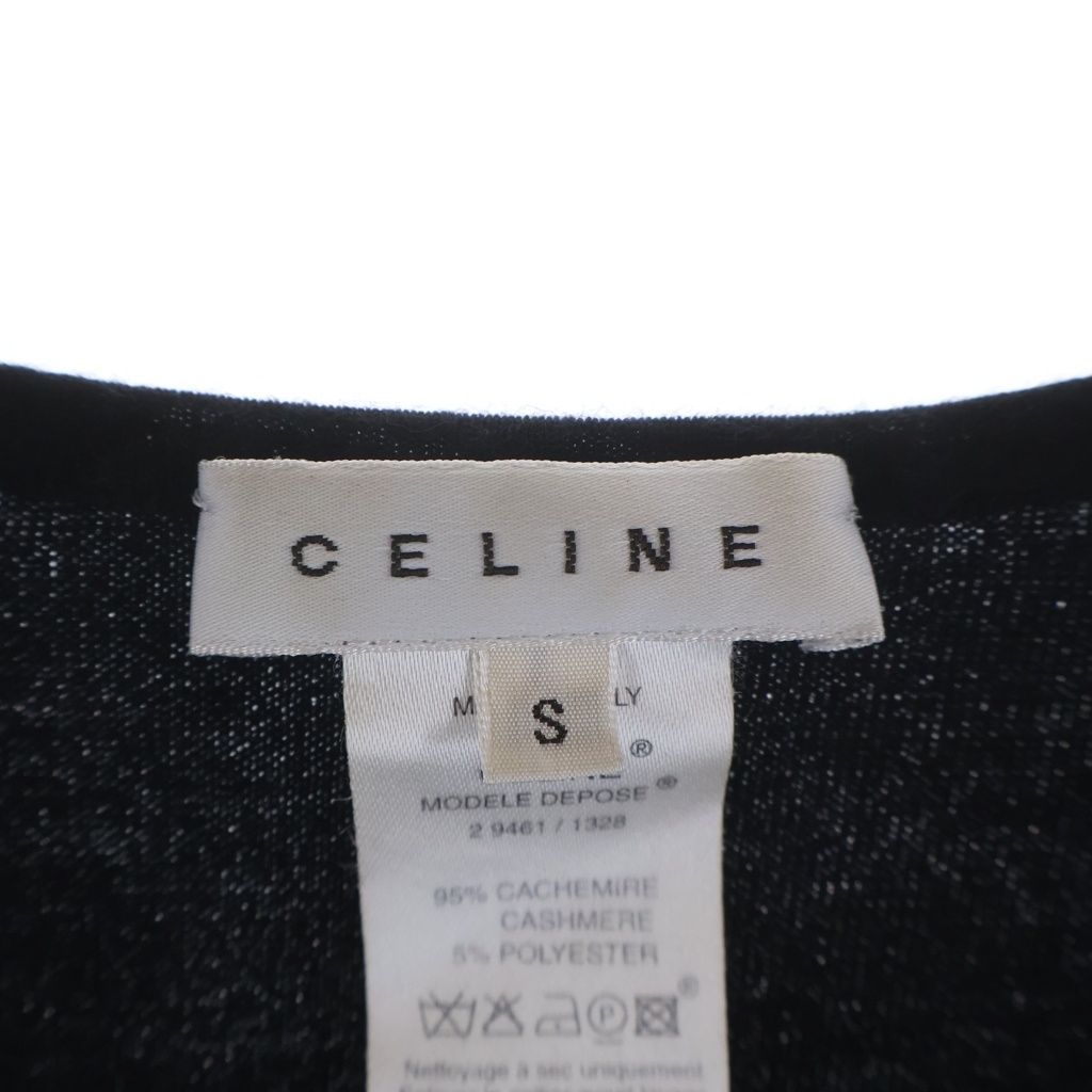 Celine Cashmere Crew Neck Long Sleeve Knit Sweater Black — view 7