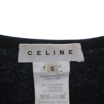 Celine Cashmere Crew Neck Long Sleeve Knit Sweater Black — view 7