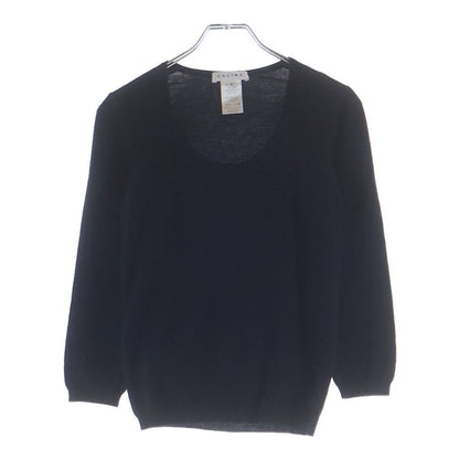 Celine Cashmere Crew Neck Long Sleeve Knit Sweater Black