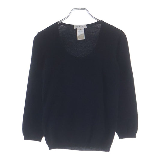 Celine Cashmere Crew Neck Long Sleeve Knit Sweater Black