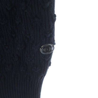Chanel CC Logo Plate Neck Short Sleeve Knit Top Navy Sweater — view 5