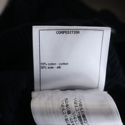 Chanel CC Logo Plate Neck Short Sleeve Knit Top Navy Sweater — view 7