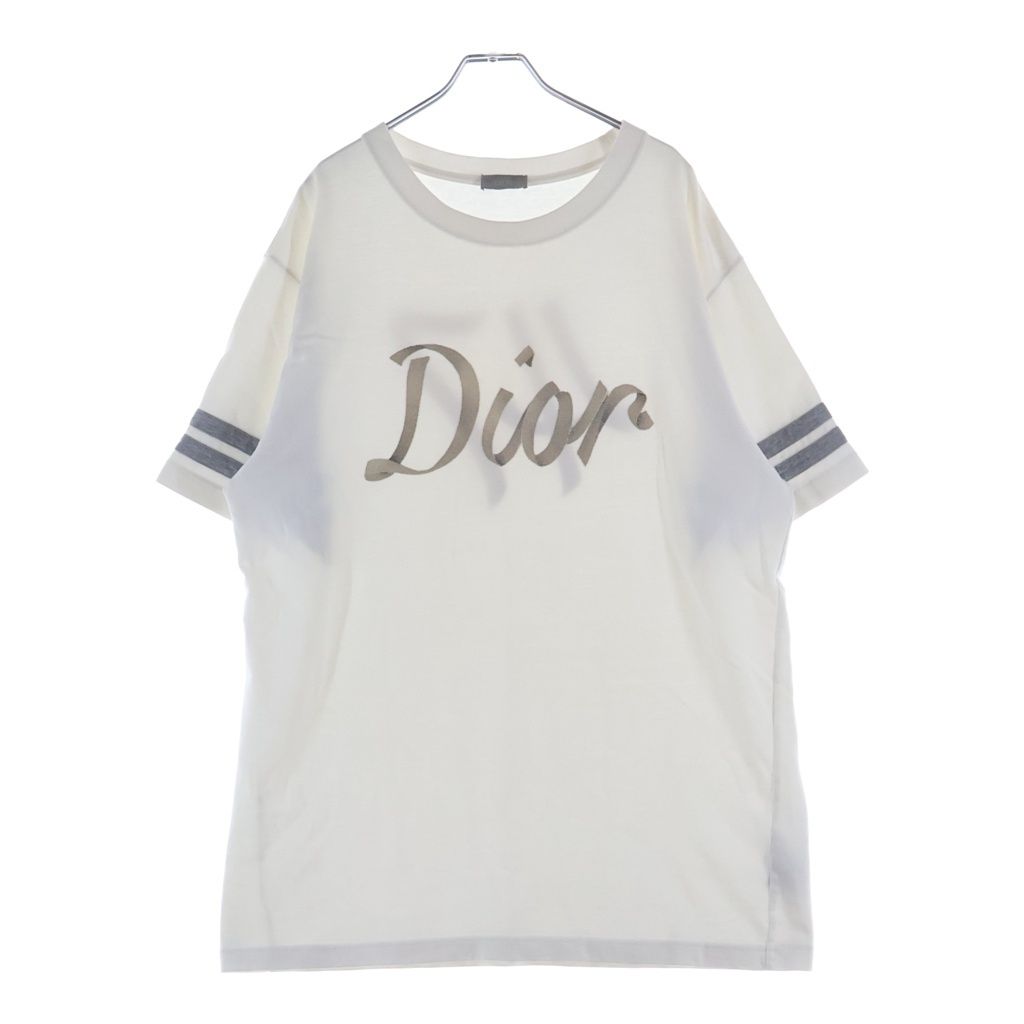 Dior Front Embroidery Logo Short Sleeve T-Shirt White Silver