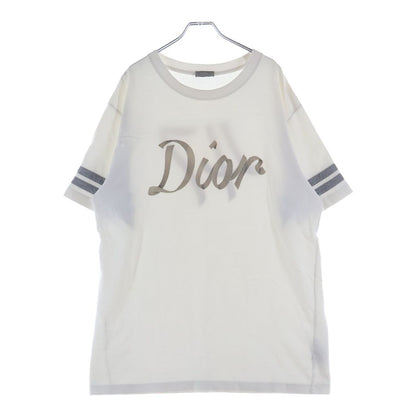 Dior Front Embroidery Logo Short Sleeve T-Shirt White Silver