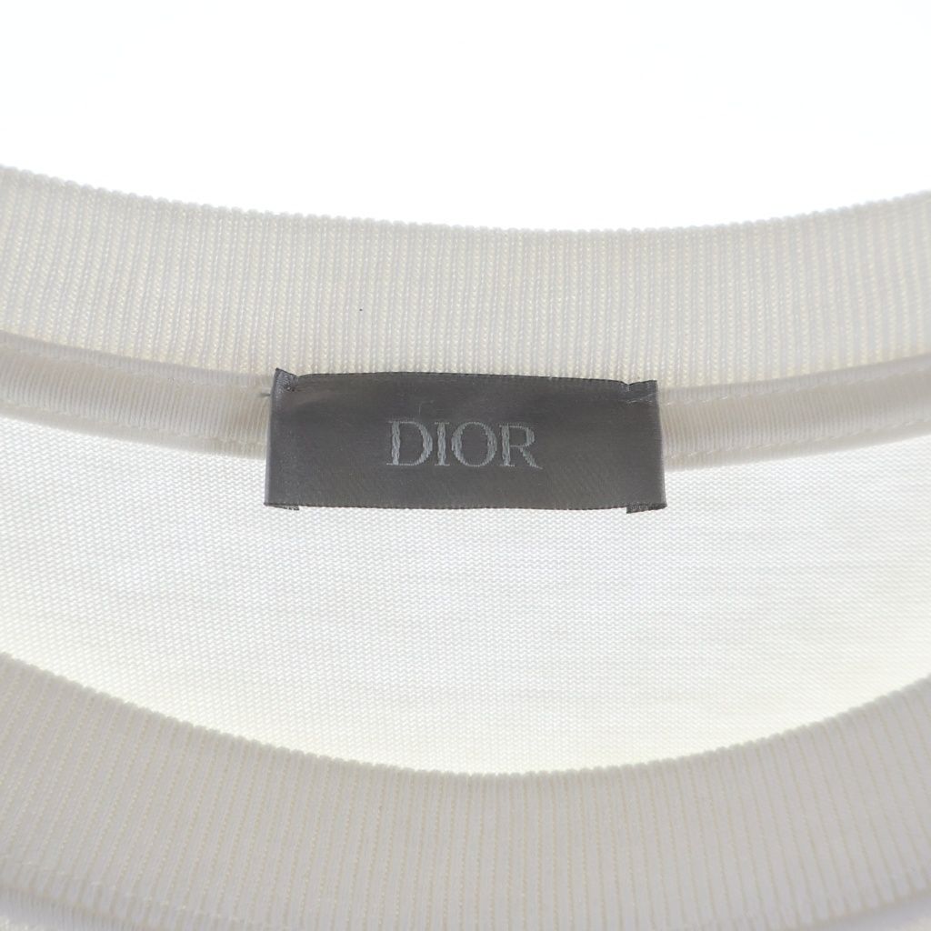 Dior Front Embroidery Logo Short Sleeve T-Shirt White Silver — view 7