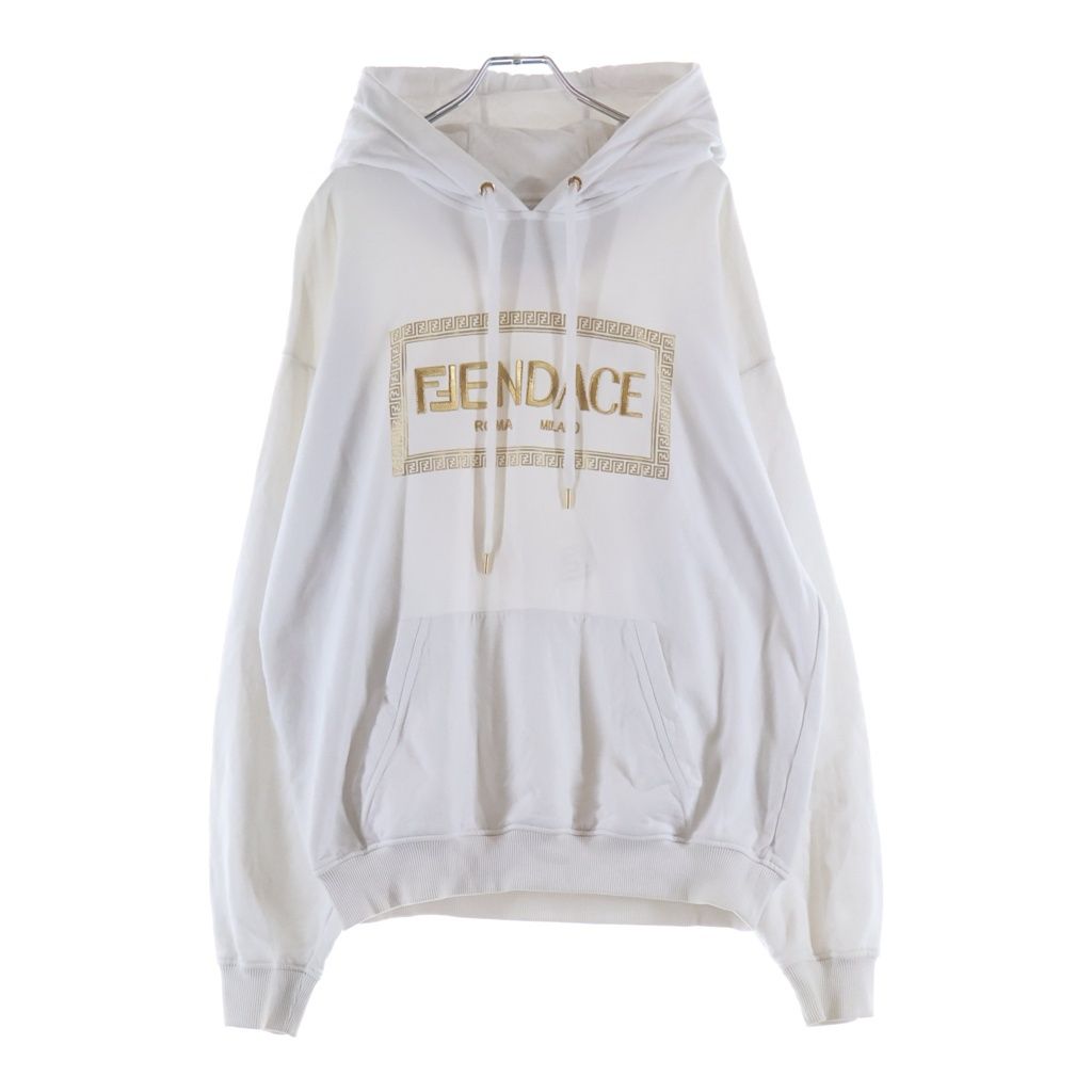 Fendi Fendace Fender Che Logo Embroidery Pullover Sweatshirt Hoodie White