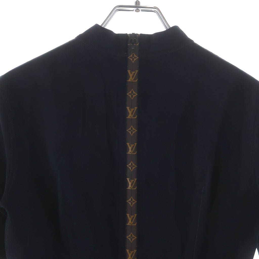 Louis Vuitton Monogram Short Sleeve High Neck Fit Dress Black Nhy — view 4