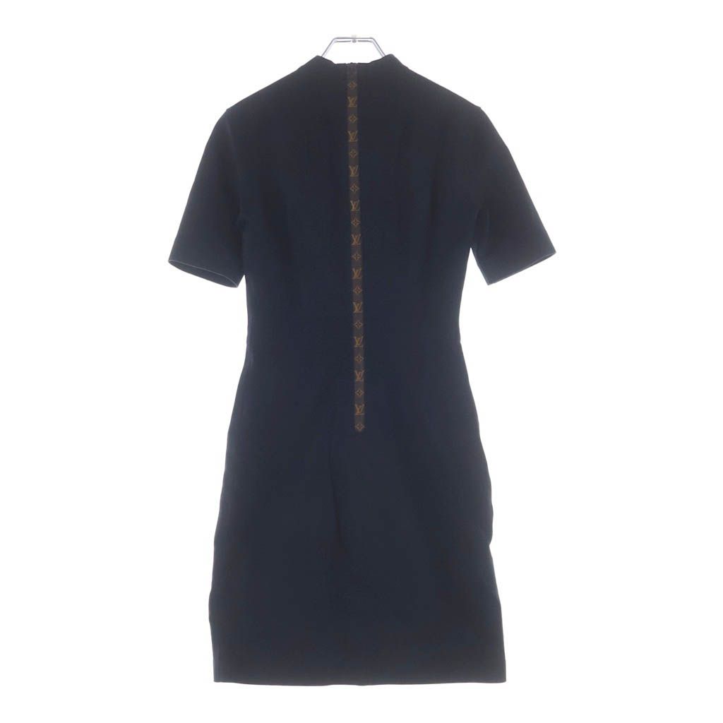 Louis Vuitton Monogram Short Sleeve High Neck Fit Dress Black Nhy — view 2