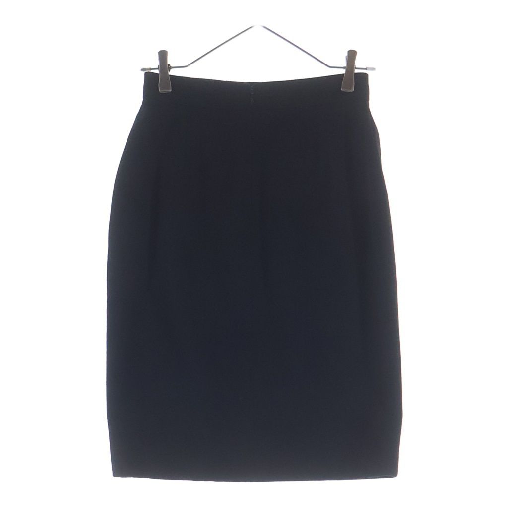 Chanel Wool Zip Knee Length Skirt Black 36 — view 2