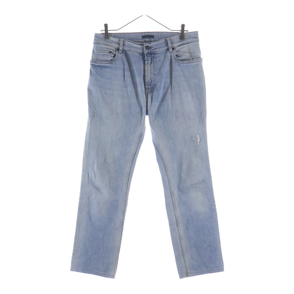 Prada Distressed Straight Jeans Denim Pants Blue