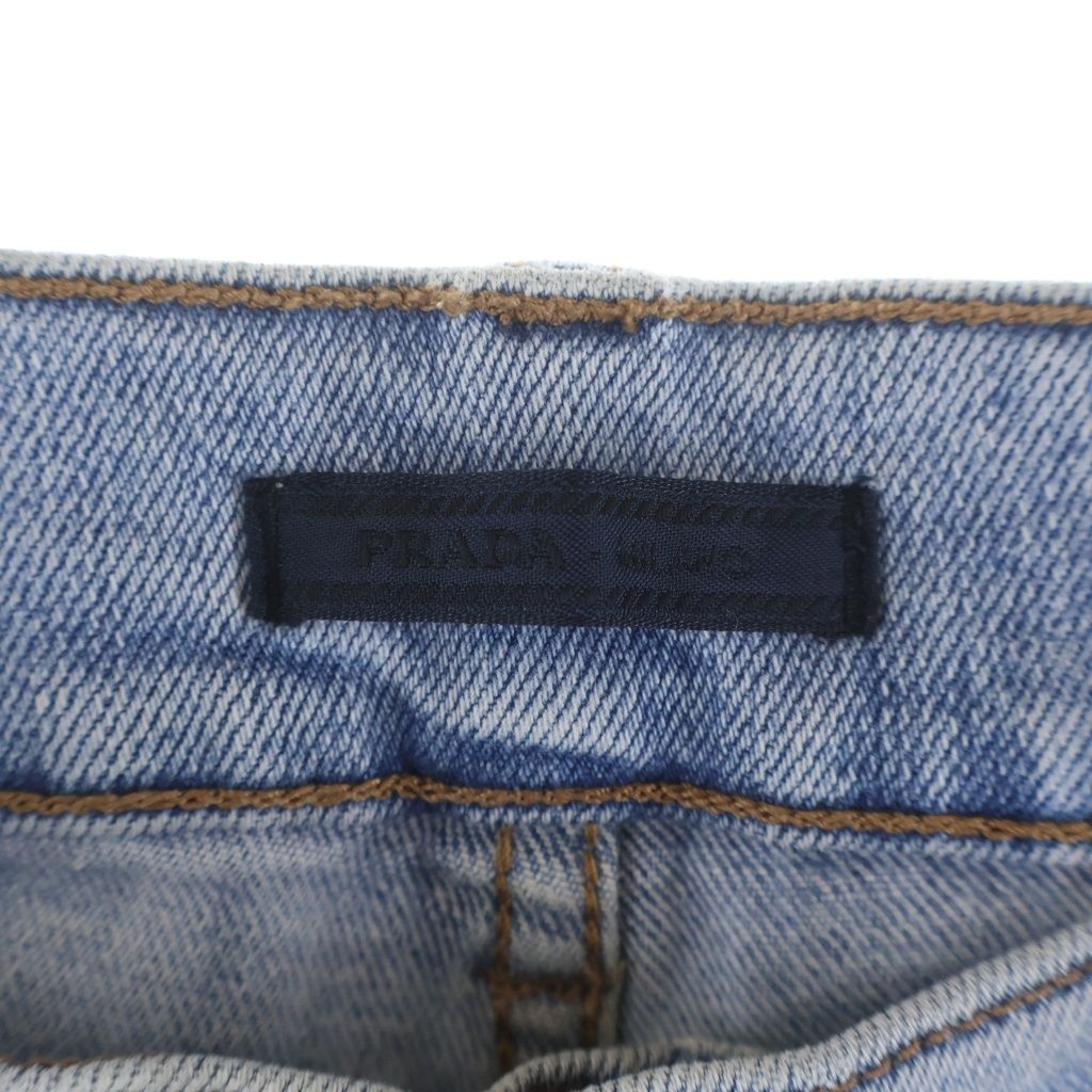 Prada Distressed Straight Jeans Denim Pants Blue — view 6