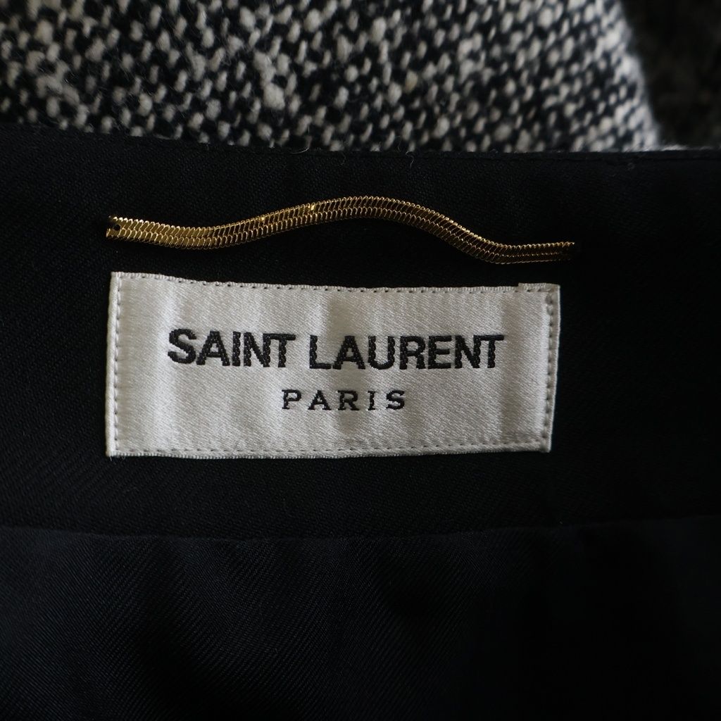Saint Laurent Paris Wool Tweed Long Skirt Gray — view 6