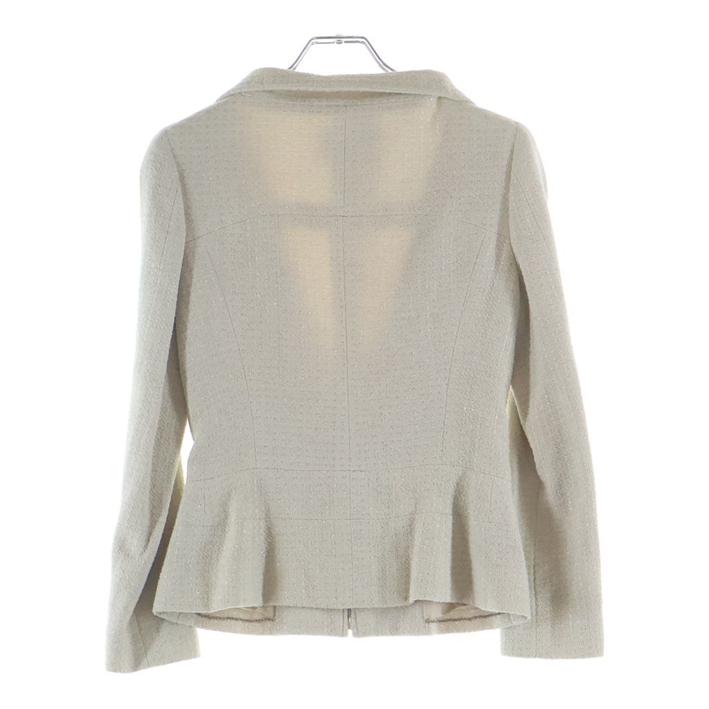 Chanel Tweed Suit Pearl Zip Up Jacket Mini Skirt Ivory — view 3