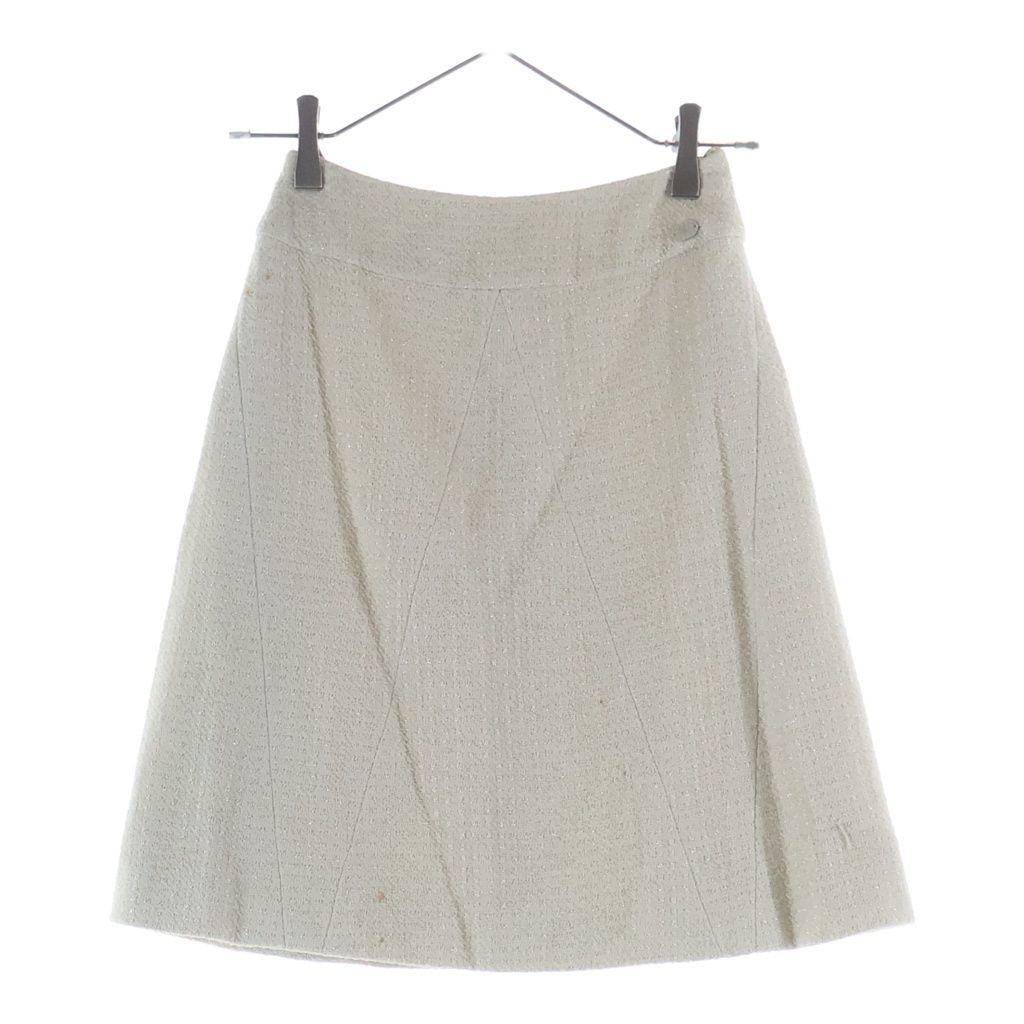 Chanel Tweed Suit Pearl Zip Up Jacket Mini Skirt Ivory — view 4