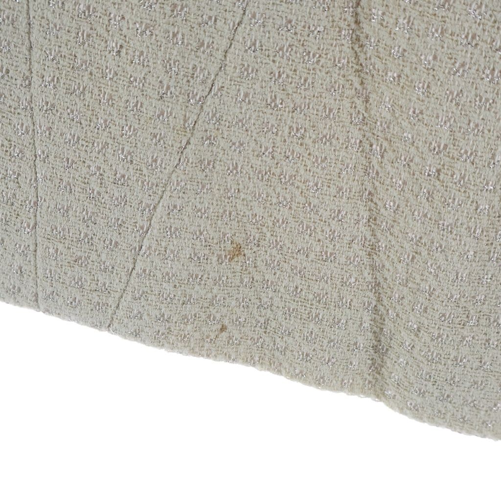 Chanel Tweed Suit Pearl Zip Up Jacket Mini Skirt Ivory — view 6