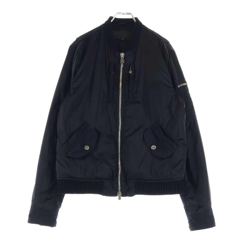 Chrome Hearts Uncle VJ Stn Pls Stp Ribbed Cashmere Zip Up Nylon Flight Bomber