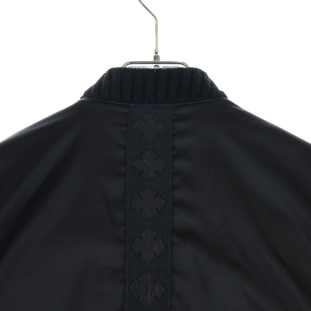 Chrome Hearts Uncle VJ Stn Pls Stp Ribbed Cashmere Zip Up Nylon Flight Bomber — view 3