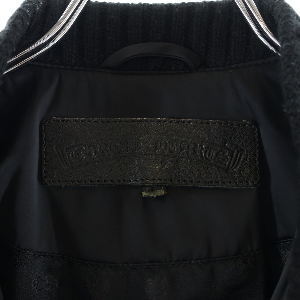 Chrome Hearts Uncle VJ Stn Pls Stp Ribbed Cashmere Zip Up Nylon Flight Bomber — view 7