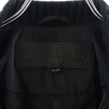 Chrome Hearts Uncle VJ Stn Pls Stp Ribbed Cashmere Zip Up Nylon Flight Bomber — view 7