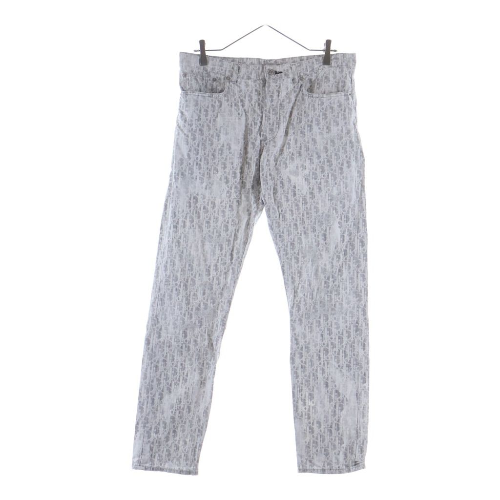 Dior All Over Pattern Denim Pants Gray
