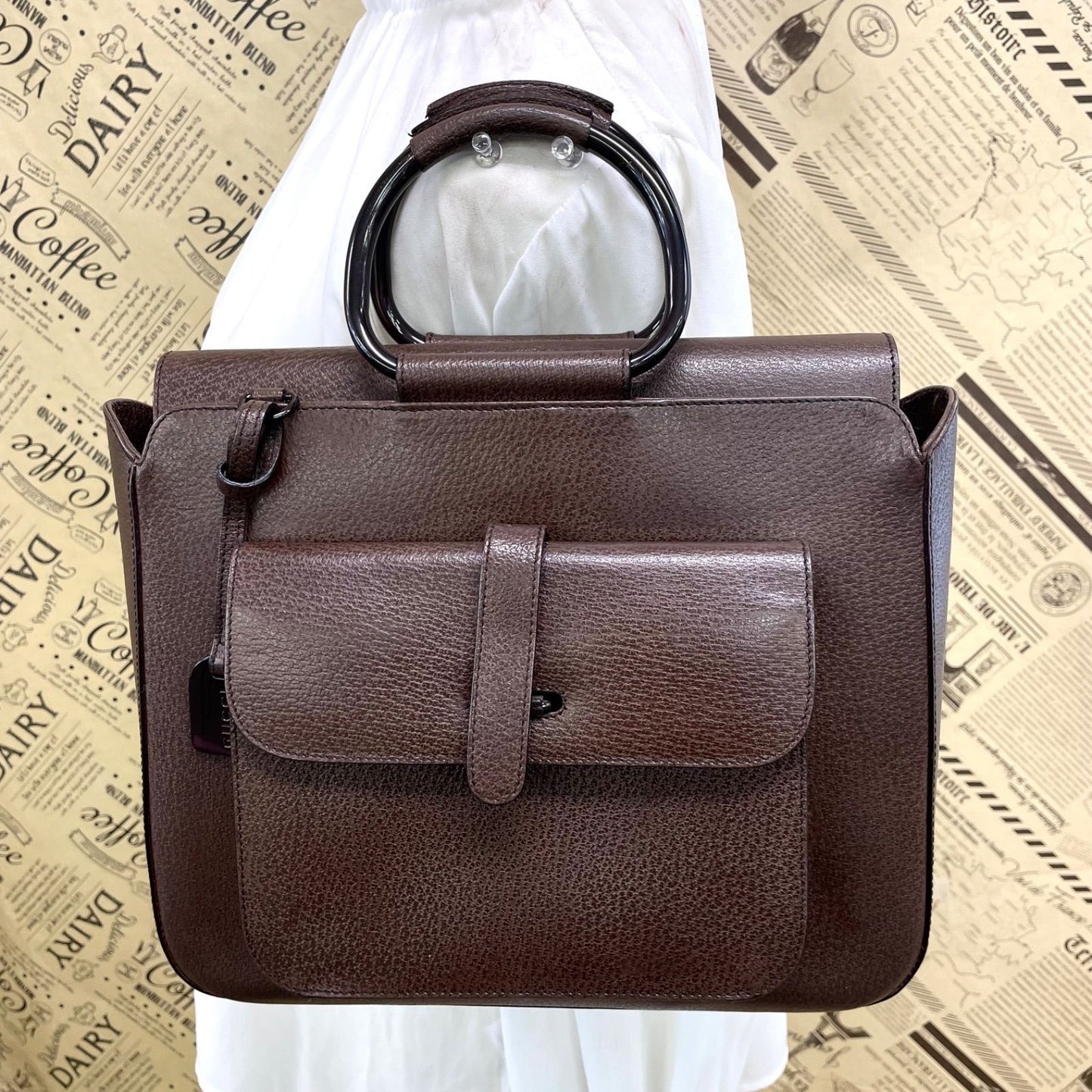 Gucci Tote Leather Bamboo GG Travel Wedding Ceremony