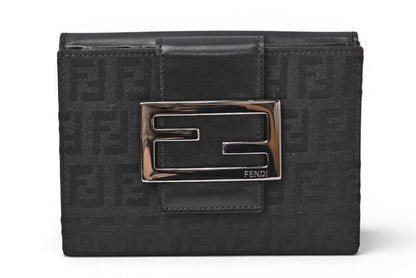 Fendi Wallet Bifold Fold Zucca Pattern Black