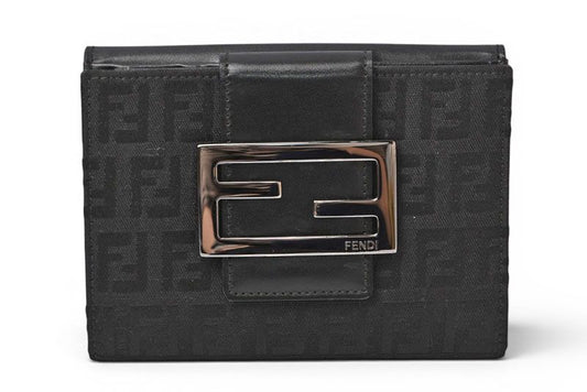 Fendi Wallet Bifold Fold Zucca Pattern Black